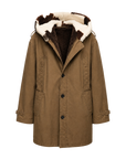 Firelady Fur Women’s Merino Sheepskin Parka with Fur Hood – Real Fur Cow Print Coat"Wild Heartbeat"