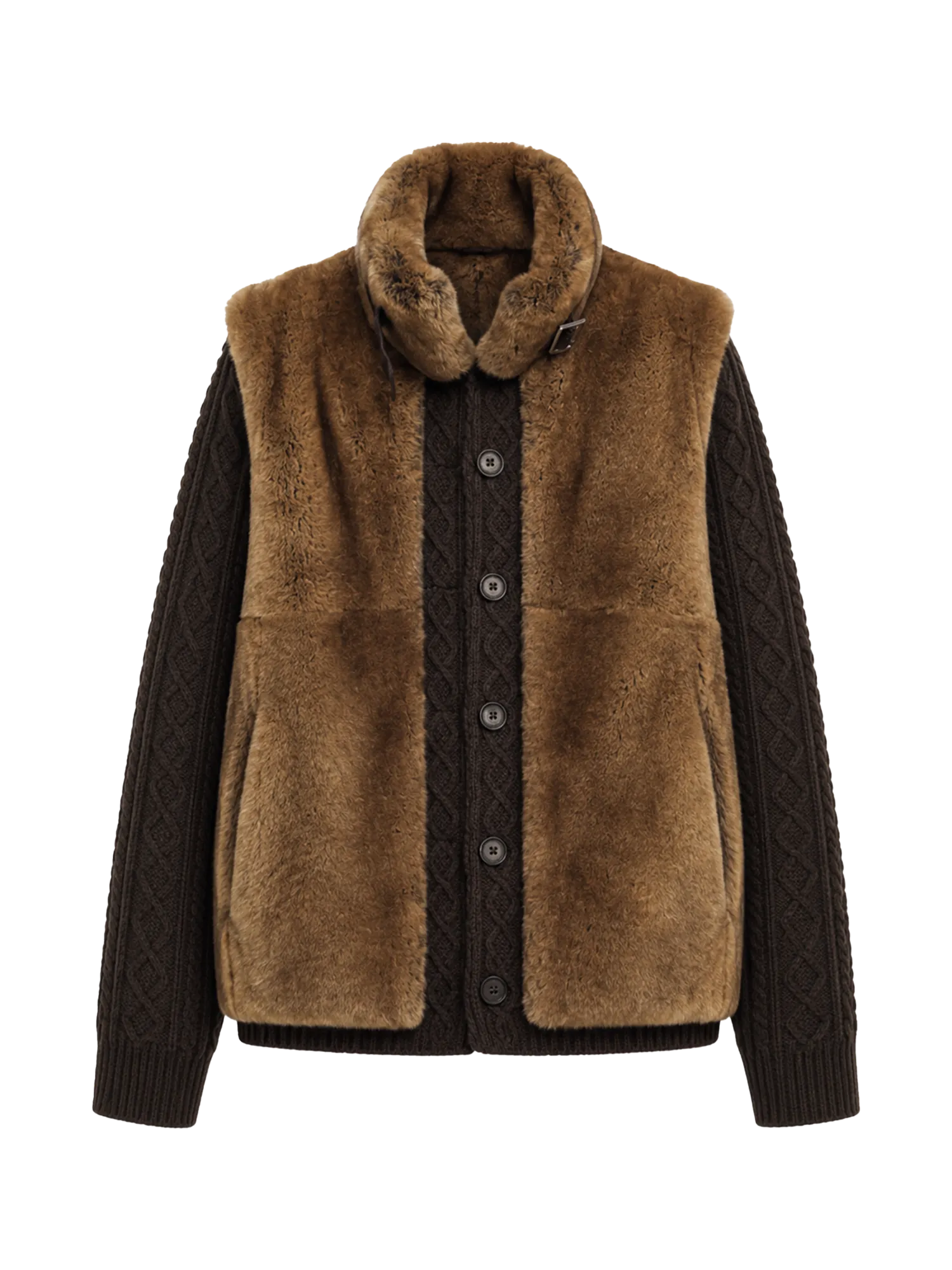 Firelady Fur Women's Rex Rabbit Fur Jacket with Removable Cable-Knit Sleeves "Fawn Reverie"