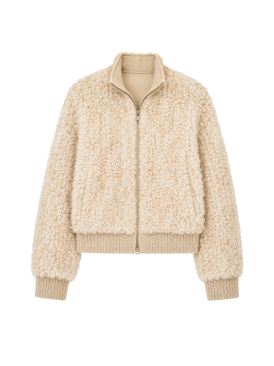 Firelady Fur Women's Rex Rabbit Fur Knit Bomber Jacket "William Cream Frost"