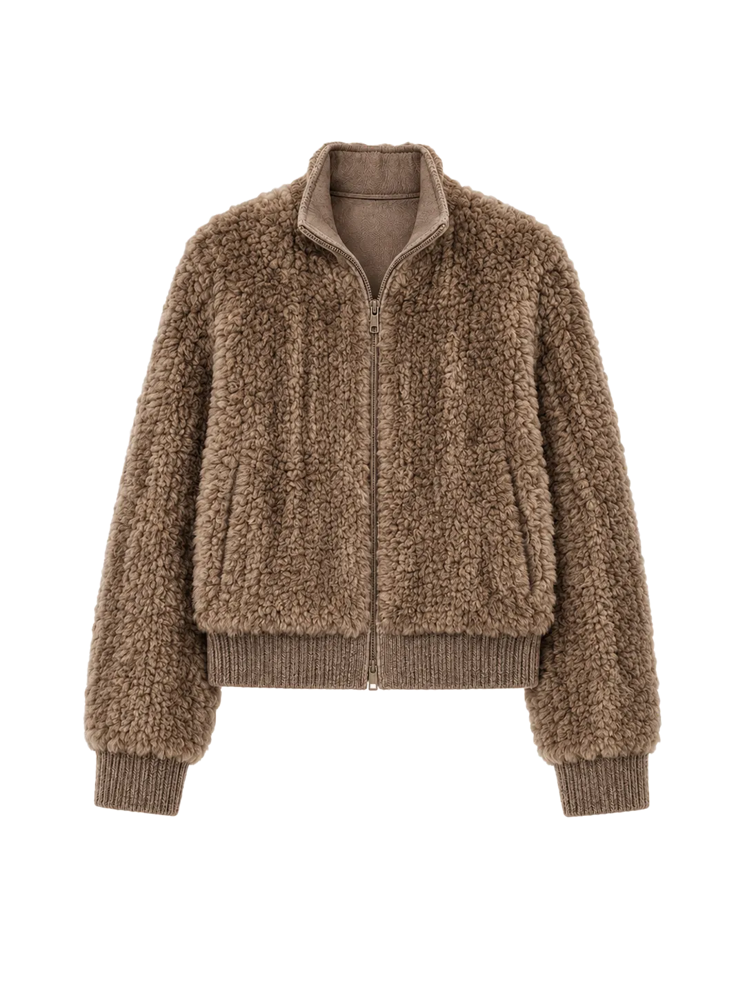 Firelady Fur Women's Rex Rabbit Fur Knit Bomber Jacket "William Cream Frost"