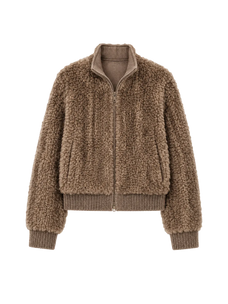 Firelady Fur Women's Rex Rabbit Fur Knit Bomber Jacket "William Cream Frost"