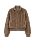 Firelady Fur Women's Rex Rabbit Fur Knit Bomber Jacket "William Cream Frost"