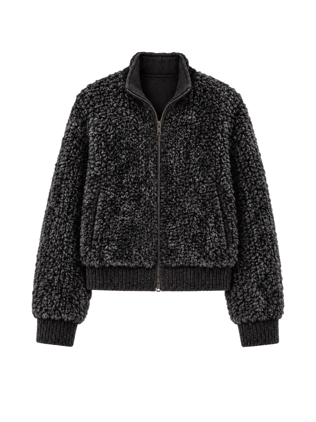 Firelady Fur Women's Rex Rabbit Fur Knit Bomber Jacket "William Cream Frost"