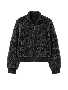 Firelady Fur Women's Rex Rabbit Fur Knit Bomber Jacket "William Cream Frost"