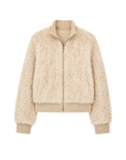Firelady Fur Women's Rex Rabbit Fur Knit Bomber Jacket "William Cream Frost"