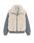Firelady Fur Women's Saga Furs Fox Fur Jacket with Removable Wool-Knit Sleeves "Caramel Mocha"