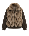 Firelady Fur Women's Saga Furs Fox Fur Jacket with Removable Wool-Knit Sleeves "Caramel Mocha"