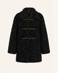 Firelady Fur Women's Sheepskin Wool Coat - Water Ripple Pattern Horn Button Mid-Length Jacket "Moro Garden"
