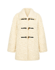 Firelady Fur Women's Sheepskin Wool Coat - Water Ripple Pattern Horn Button Mid-Length Jacket "Moro Garden"