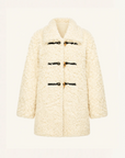 Firelady Fur Women's Sheepskin Wool Coat - Water Ripple Pattern Horn Button Mid-Length Jacket "Moro Garden"