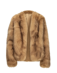 Firelady Fur Women‘s Short Fox Fur Coat | SagaFurs Crown-Grade Ombré Dyed Collar“Chic Sister”