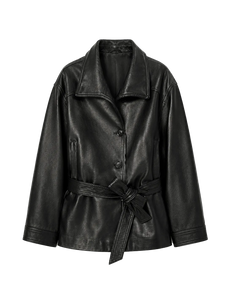 Firelady Fur Women's Vegetable-Tanned Sheepskin Belted Leather Trench Jacket "Quiet Avenue"