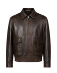 Firelady Fur South City Old Lane vintage brown aviator leather jacket product cutout