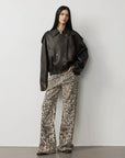 Firelady Fur Women‘s Vintage Waxed Lambskin Trench Style Bomber Leather Jacket “Fashion Boundaries”