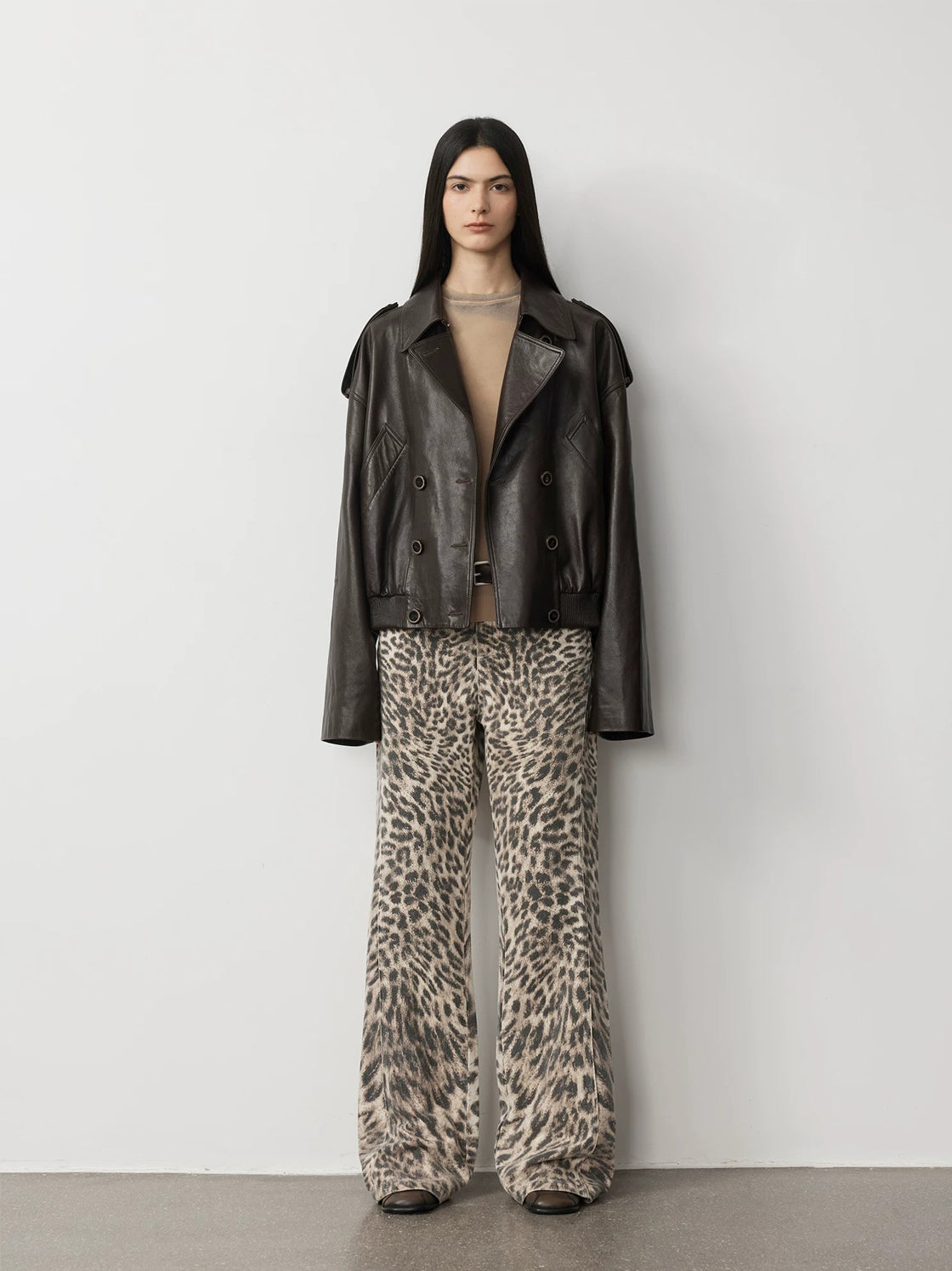 Firelady Fur Women‘s Vintage Waxed Lambskin Trench Style Bomber Leather Jacket “Fashion Boundaries”