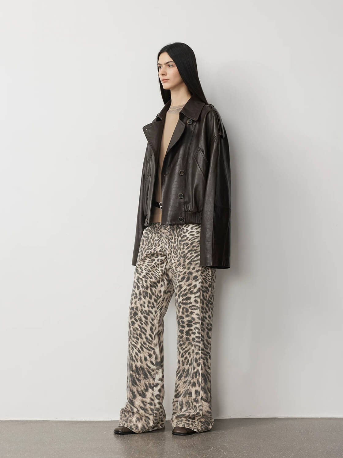 Firelady Fur Women‘s Vintage Waxed Lambskin Trench Style Bomber Leather Jacket “Fashion Boundaries”