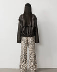 Firelady Fur Women‘s Vintage Waxed Lambskin Trench Style Bomber Leather Jacket “Fashion Boundaries”