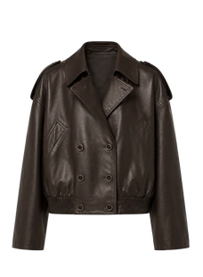 Firelady Fur Fashion Boundaries brown waxed lambskin bomber jacket product cutout