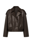Firelady Fur Women‘s Vintage Waxed Lambskin Trench Style Bomber Leather Jacket “Fashion Boundaries”