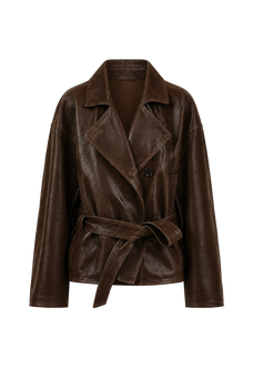 Firelady Fur Peninsula Black Tea waxed sheepskin biker coat product cutout