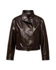 Firelady Fur Women's Waxed Sheepskin Biker Double-Breasted Funnel Neck leather jacket - Belted "Heartbeat Radio"