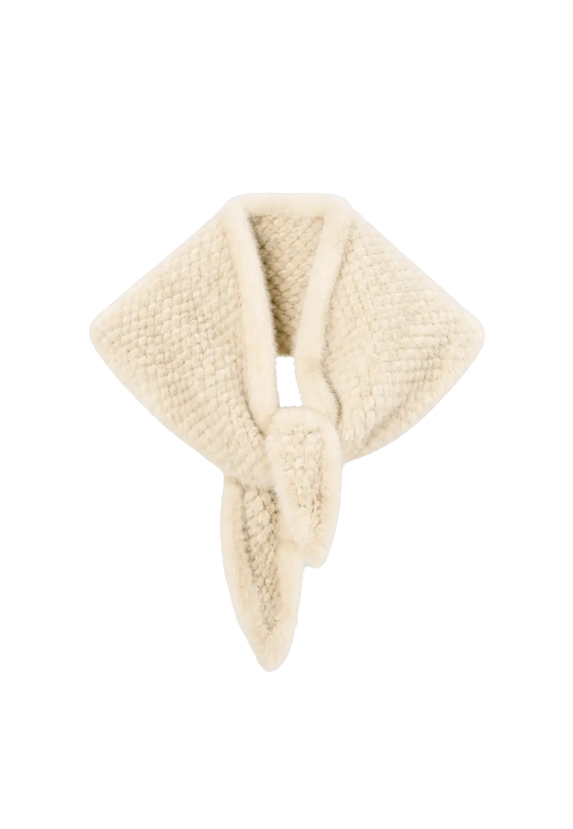 Women's mink fur triangle scarf in Pearl White – cutout product view | Firelady Fur