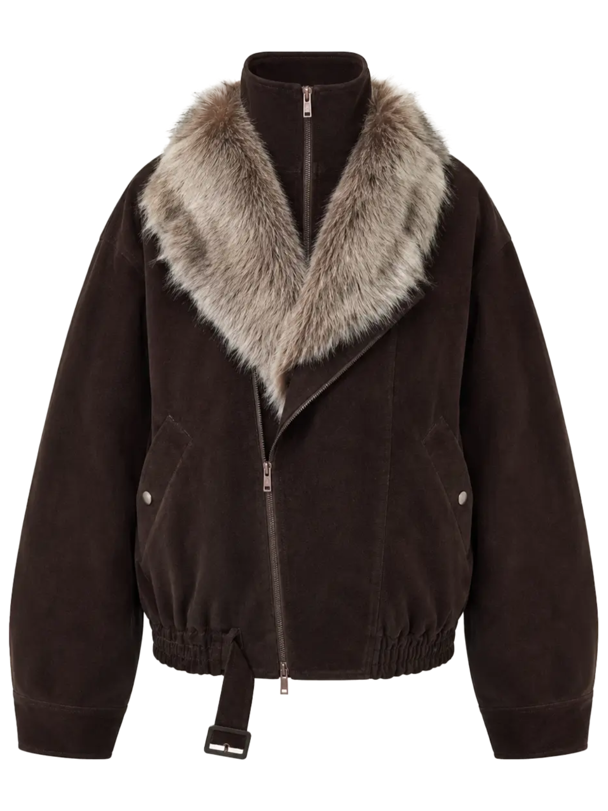 Model wearing Firelady Fur Song of the North two-tone Toscana down parka