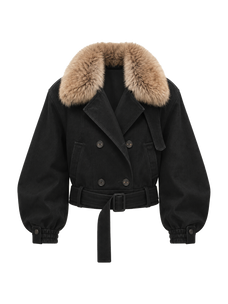 Parka 90% duvet d'oie pour femme Firelady Fur – Col en fourrure de Toscane amovible et extérieur en coton croisé