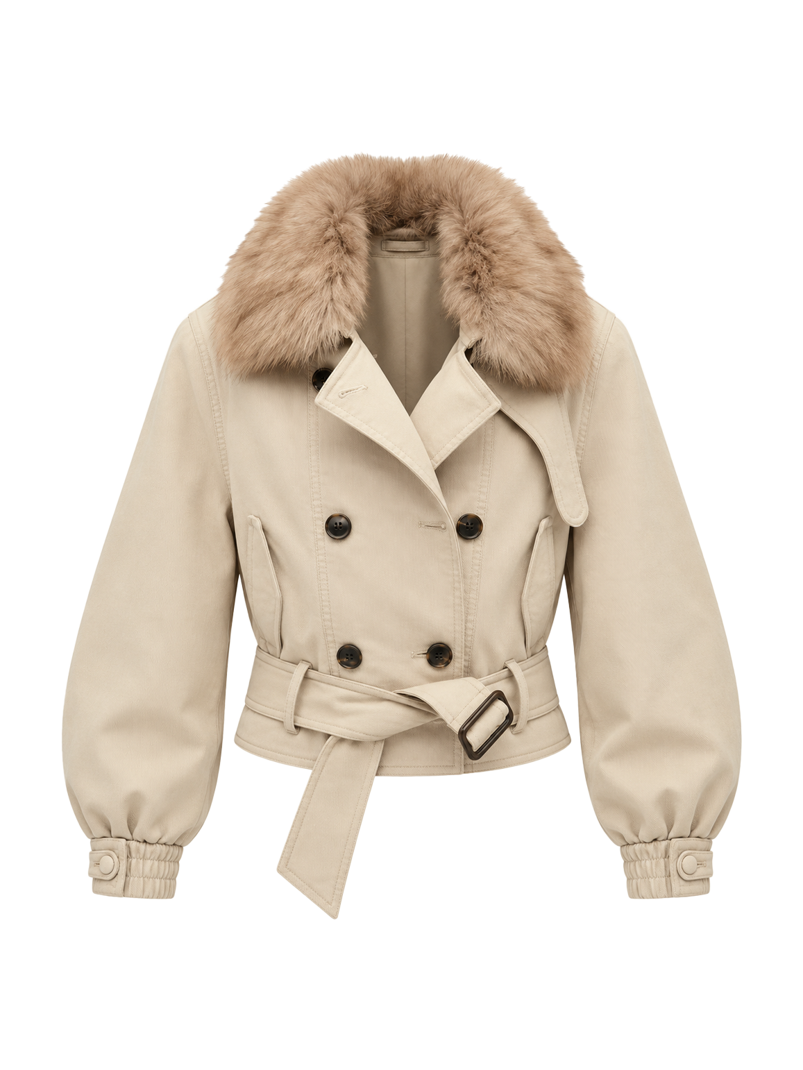 Firelady Fur Women's 90% Goose Down Parka – Detachable Toscana Fur Collar &amp; Double-Breasted Cotton Shell