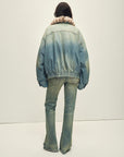 Firelady Fur Women's Denim Parka with SAGAFURS Fox Fur Collar "Warm Mist Glass"