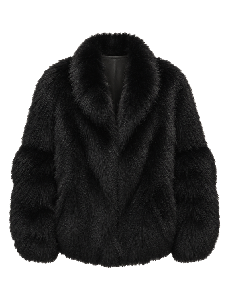 Firelady Fur Women's Finnish Saga Furs Crown Grade Fox Fur Coat – Custom-Dyed Cropped Stand-Collar Jacket