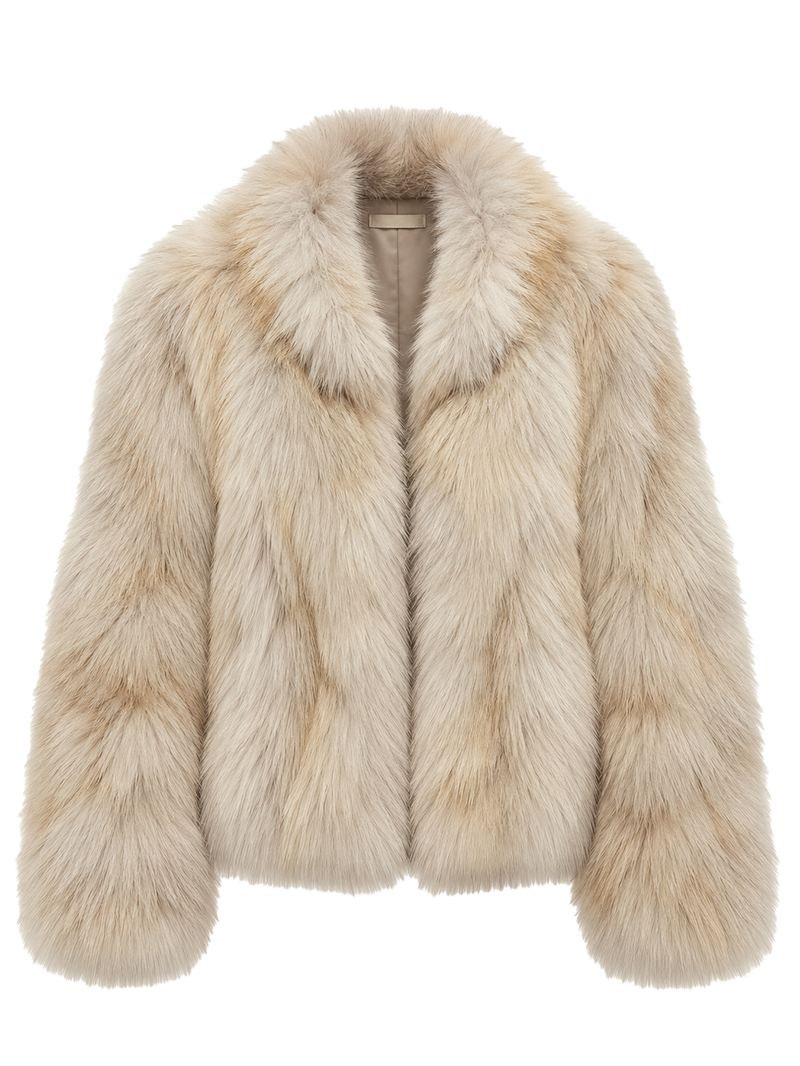 Firelady Fur Women's Finnish Saga Furs Crown Grade Fox Fur Coat – Custom-Dyed Cropped Stand-Collar Jacket