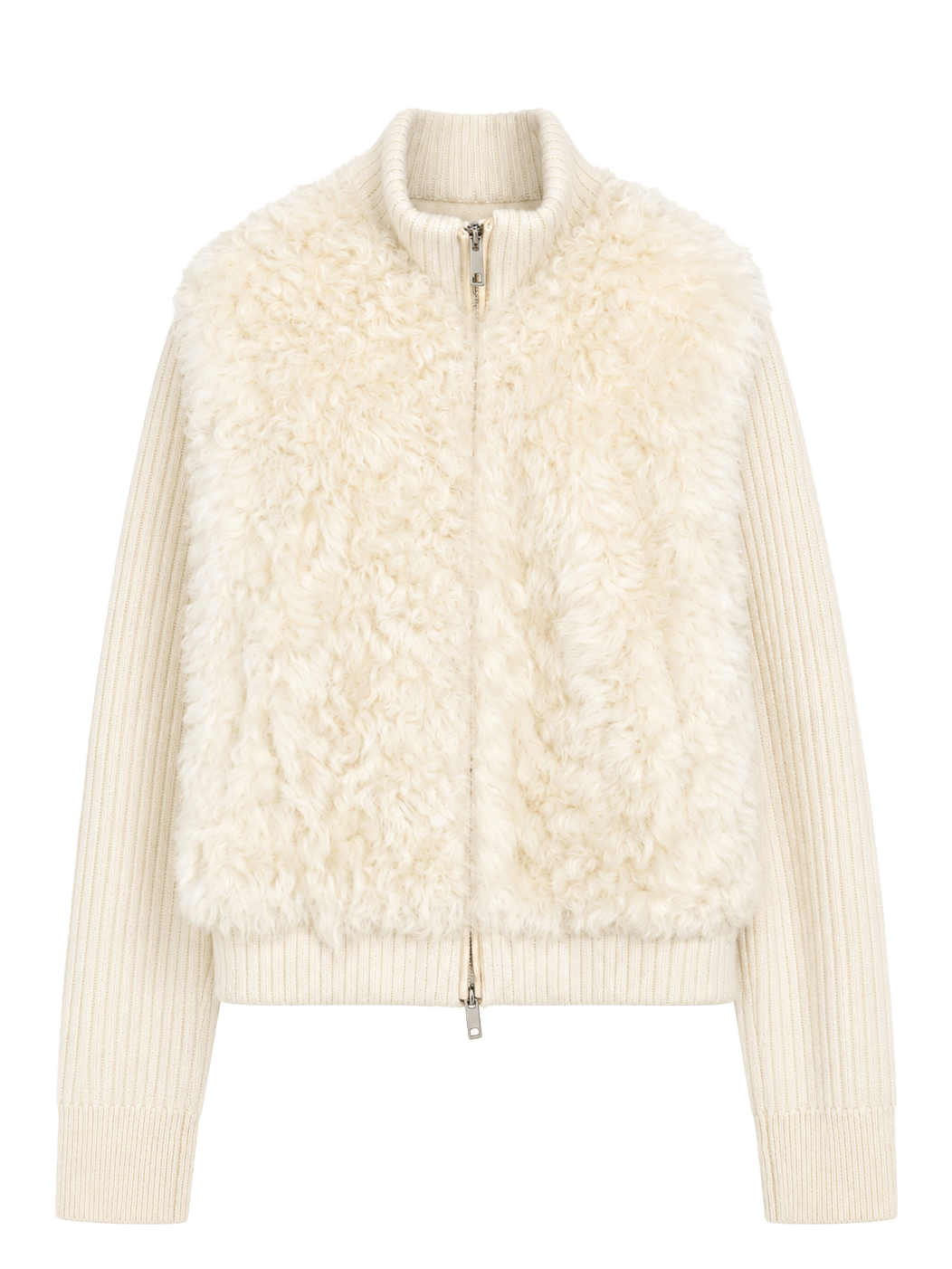Firelady Fur Women's Italian Tuscan Shearling Coat – Detachable Knit Sleeves &amp; Convertible Collar