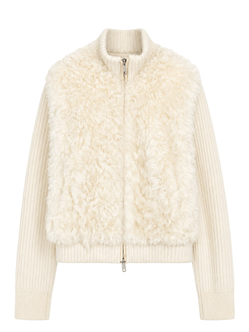 Firelady Fur Women's Italian Tuscan Shearling Coat – Detachable Knit Sleeves & Convertible Collar