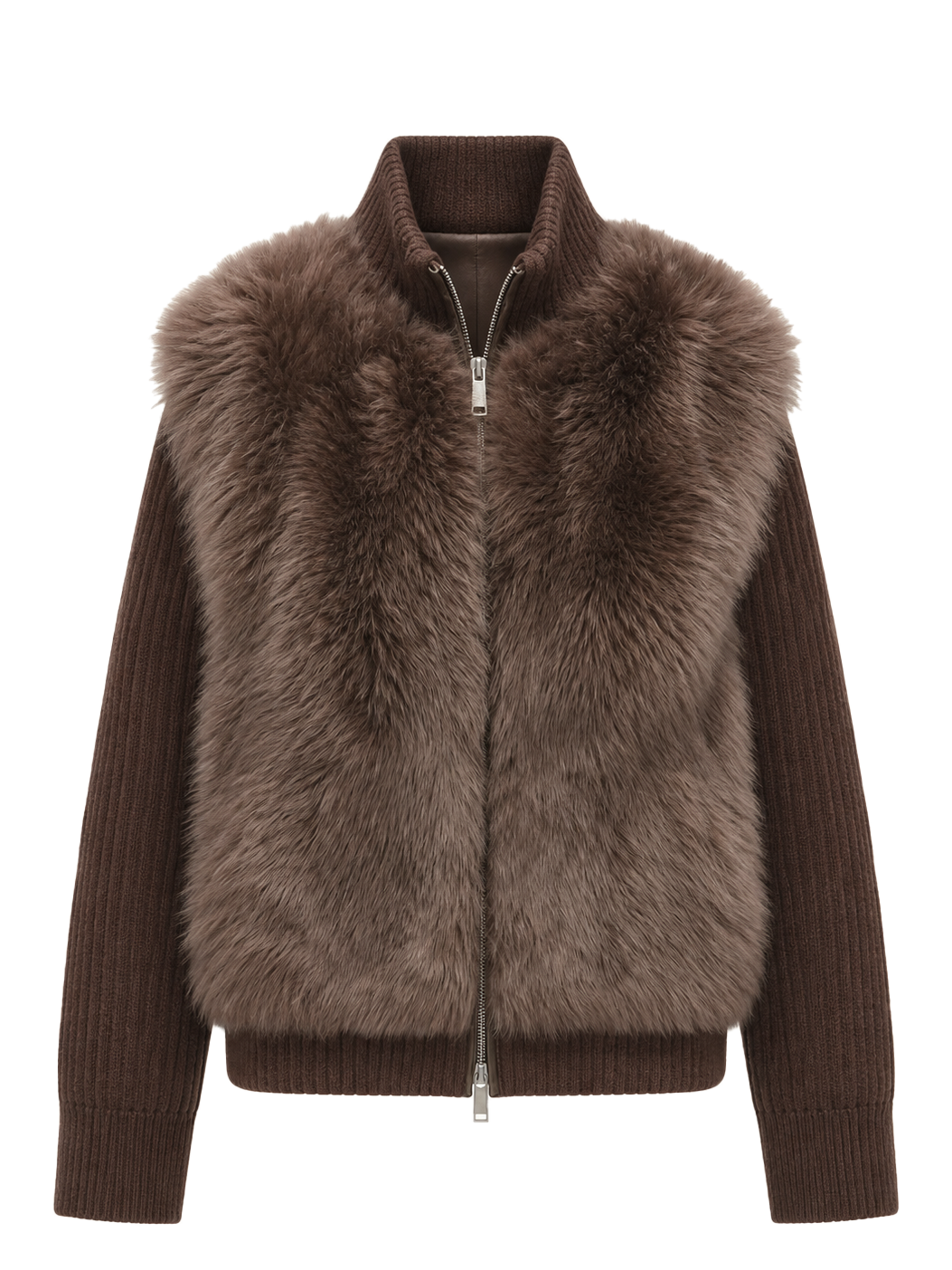 Firelady Fur Women's Italian Tuscan Shearling Coat – Detachable Knit Sleeves &amp; Convertible Collar