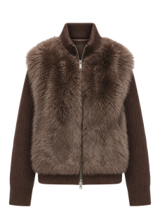 Firelady Fur Women's Italian Tuscan Shearling Coat – Detachable Knit Sleeves & Convertible Collar