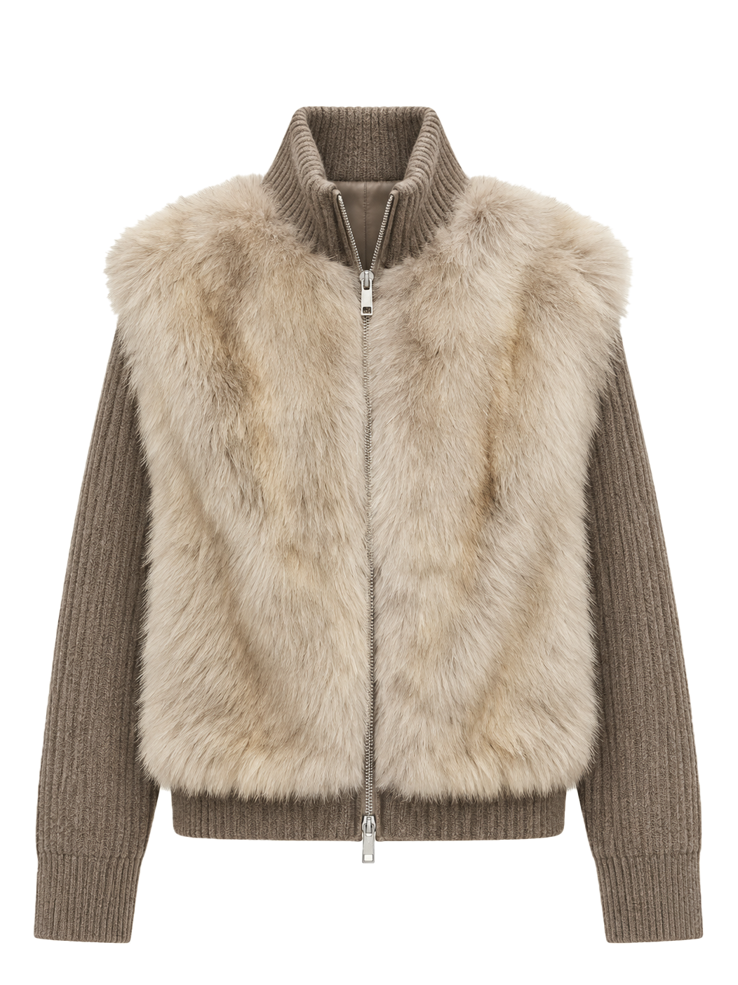 Firelady Fur Women's Italian Tuscan Shearling Coat – Detachable Knit Sleeves &amp; Convertible Collar