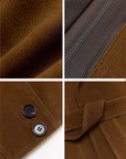 Firelady Fur Women's Waxed Sheepskin Biker Coat - Belted Asymmetric Lapel "Peninsula Black Tea"