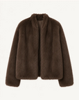 Fireladyfur Women's Casual Drop Shoulder Stand Collar Sheepskin Coat"Practical Wearism"