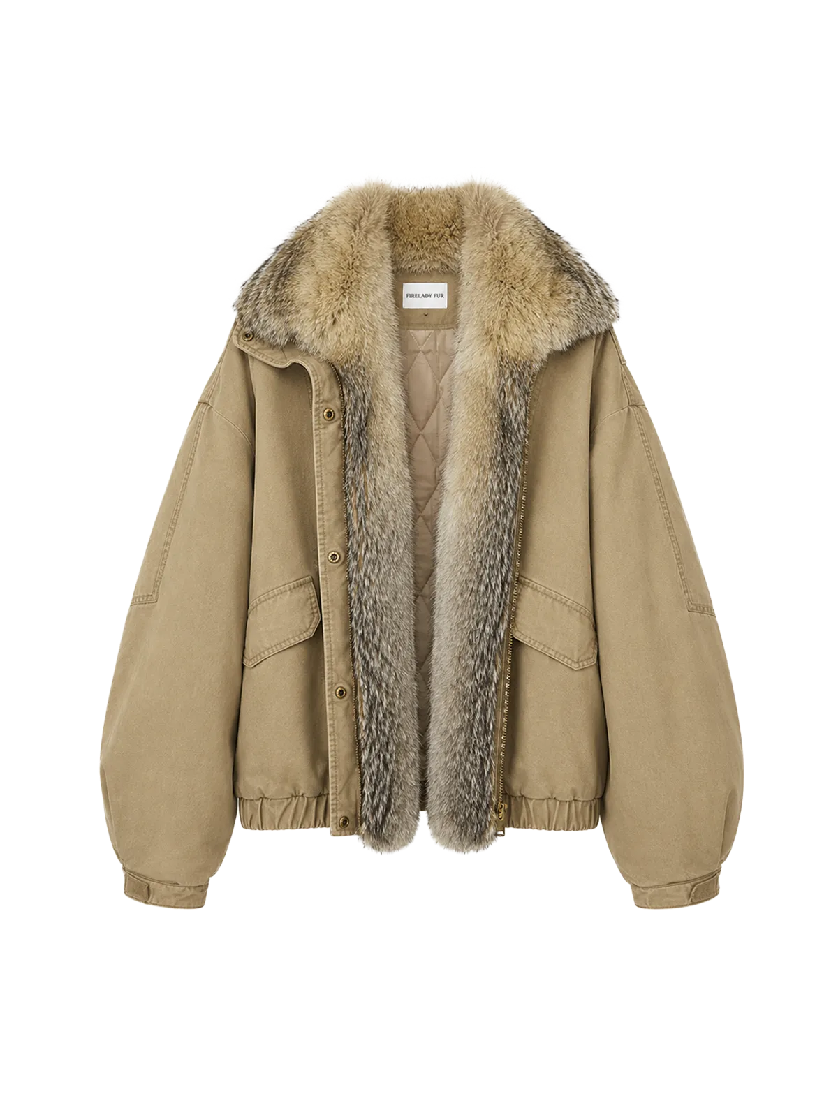 Fireladyfur Women's Fashion Goose Down Parka with Fox Fur Collar“City Cruise”