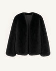 Fireladyfur Women's Finland Saga Fox Fur Fashion Cardigan“Black Sugar”