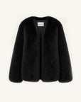 Fireladyfur Women's Finland Saga Fox Fur Fashion Cardigan“Black Sugar”