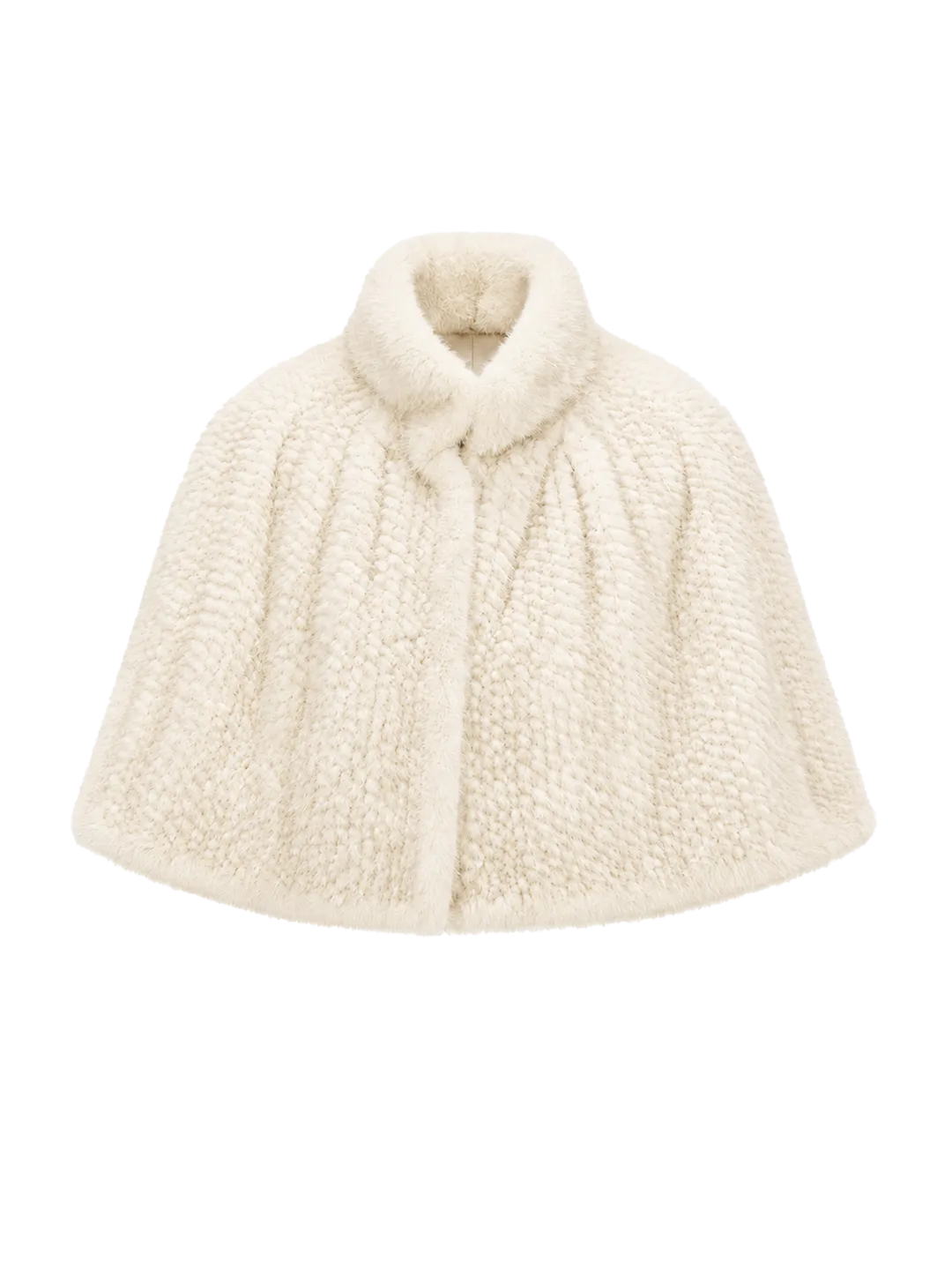 Fireladyfur Women's Handwoven Mink Fur Cape Shawl with Stand Collar “Velvet Swan”