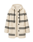 Fireladyfur Women's Lamb Wool Striped Jacket“Snowy New Year”