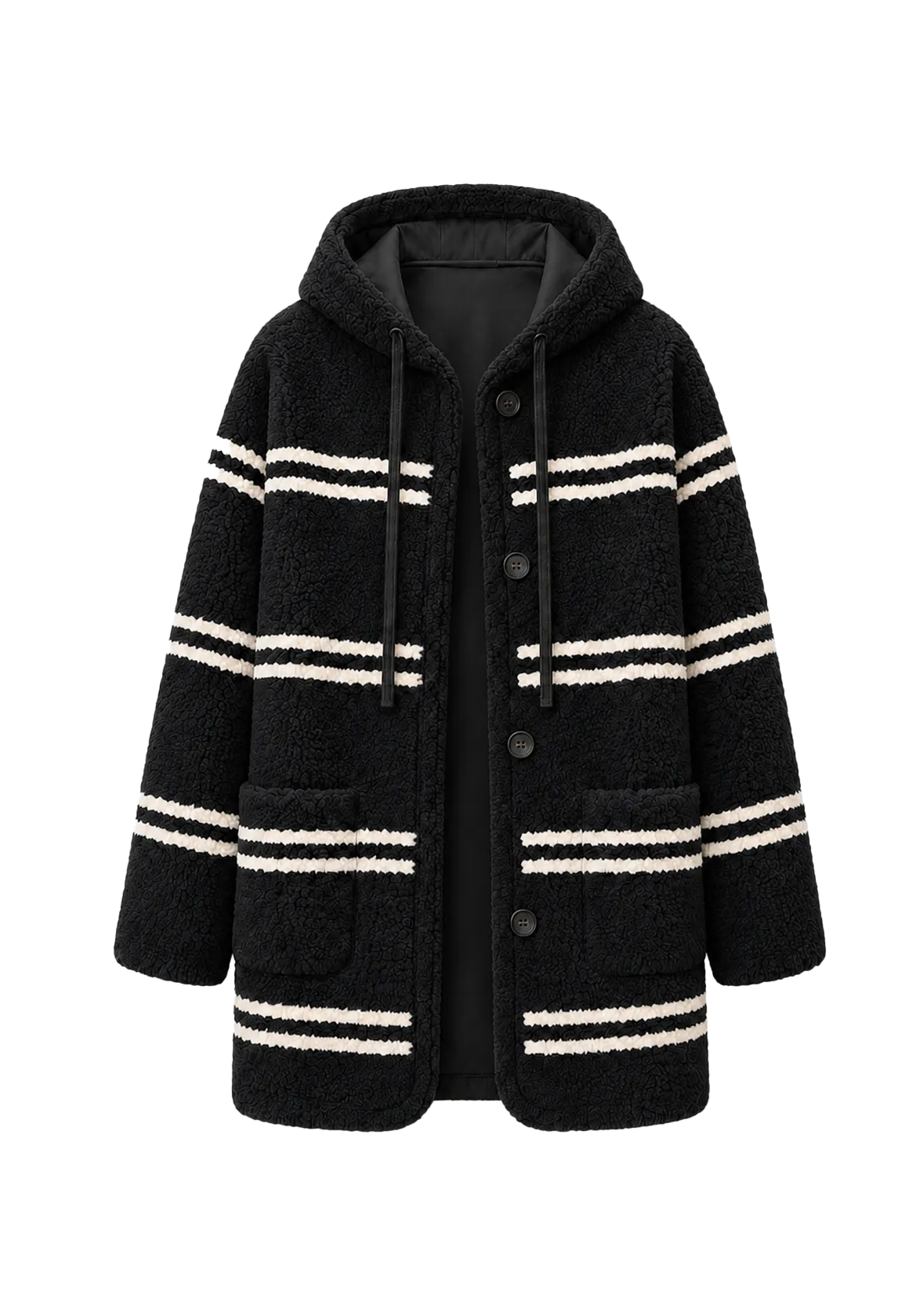 Fireladyfur Women's Lamb Wool Striped Jacket“Snowy New Year”