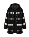 Fireladyfur Women's Lamb Wool Striped Jacket“Snowy New Year”