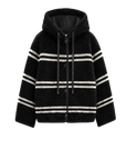 Fireladyfur Women's Lamb Wool Striped Jacket“Snowy New Year”
