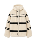 Fireladyfur Women's Lamb Wool Striped Jacket“Snowy New Year”