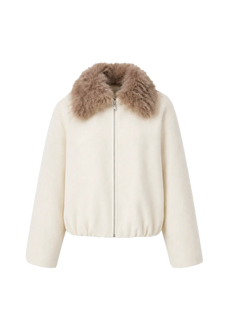 Fireladyfur Johnny off-white parka with brown Tuscan fur collar transparent product view
