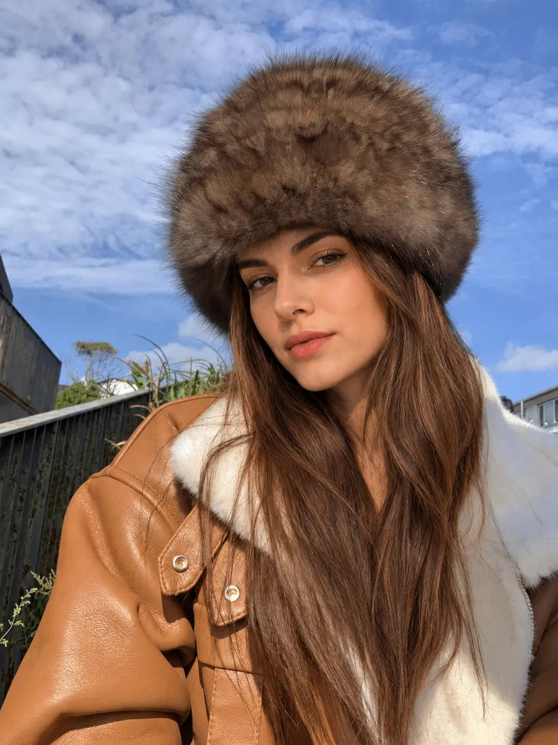 Fireladyfur Women's Reversible Genuine Mink Fur Knit Winter Hat